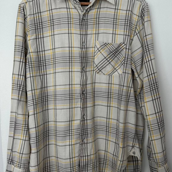 Men's Rag & Bone White Flannel Shirt with Single Pocket